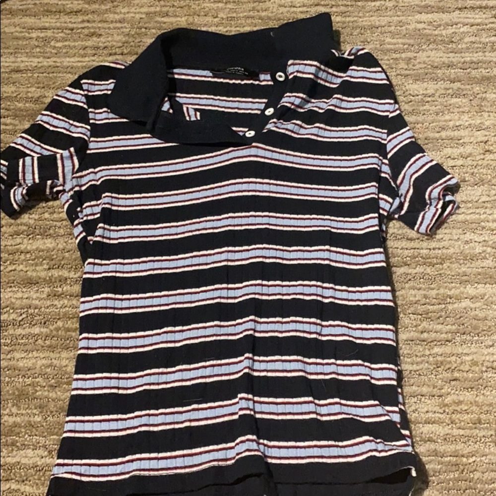 collared striped shirt